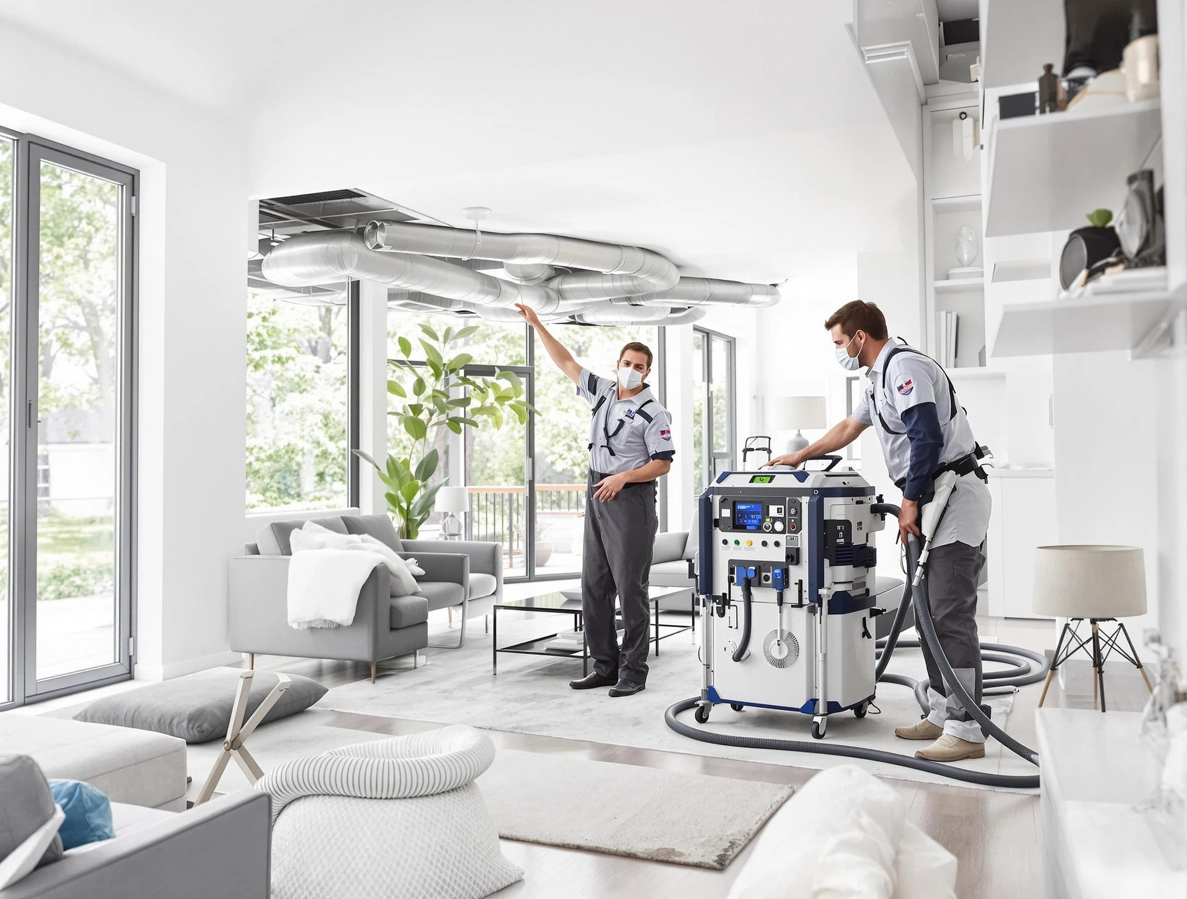 The Village Air Duct Cleaning professional conducting pure air duct cleaning with state-of-the-art equipment in The Village