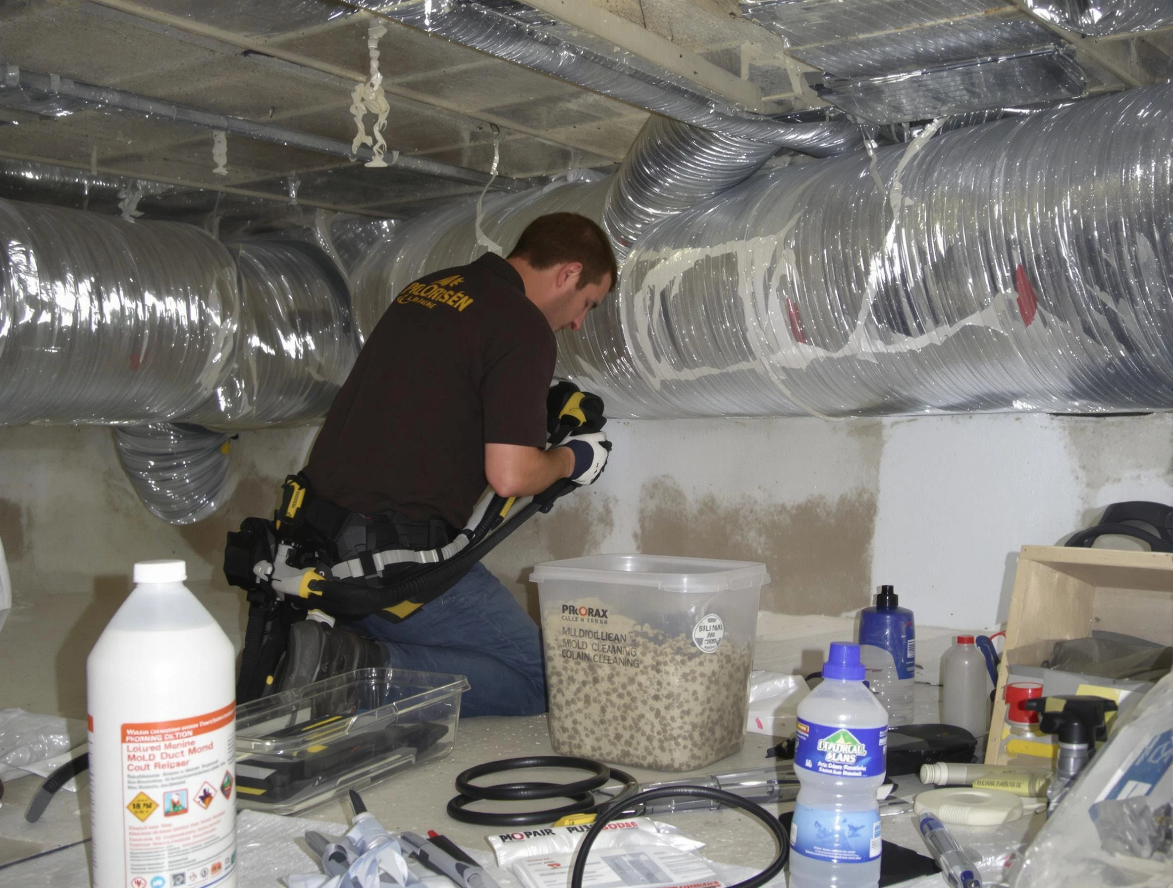 The Village Air Duct Cleaning specialist performing professional mold removal from air ducts in The Village