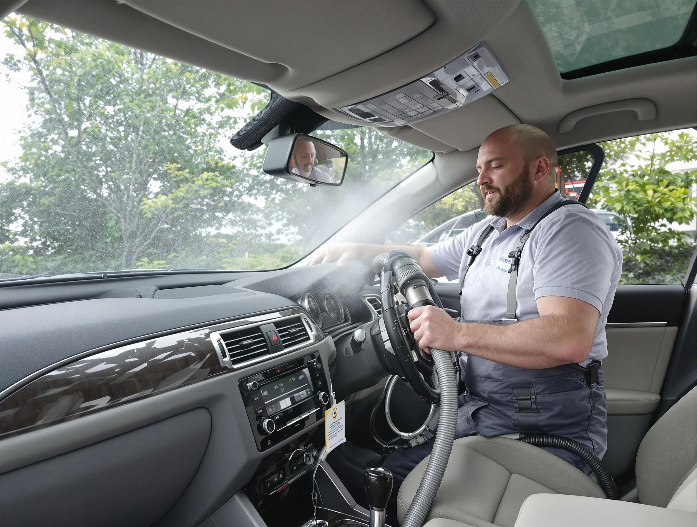 The Village Air Duct Cleaning specialist performing professional car duct cleaning in The Village