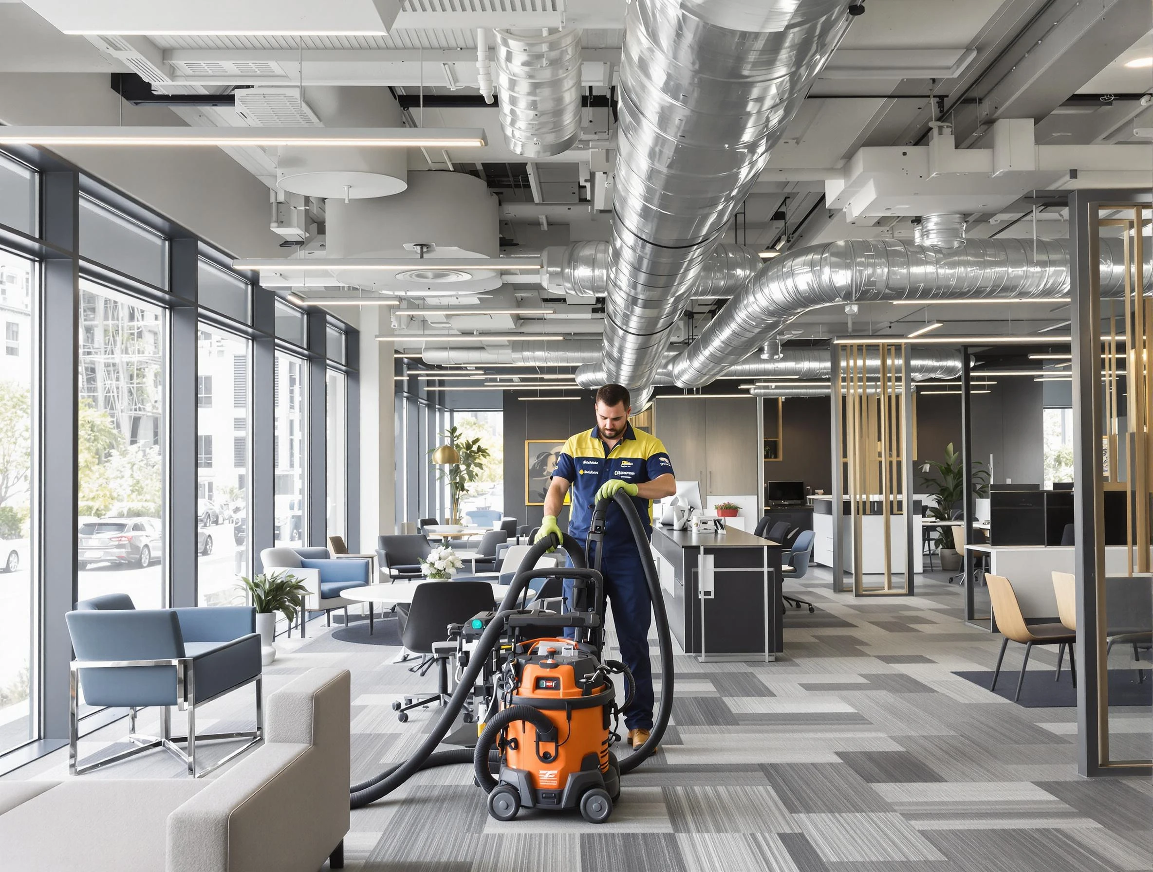 The Village Air Duct Cleaning team performing thorough commercial duct cleaning at a The Village business center